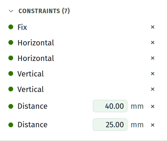 A docket with seven satisfied constraints