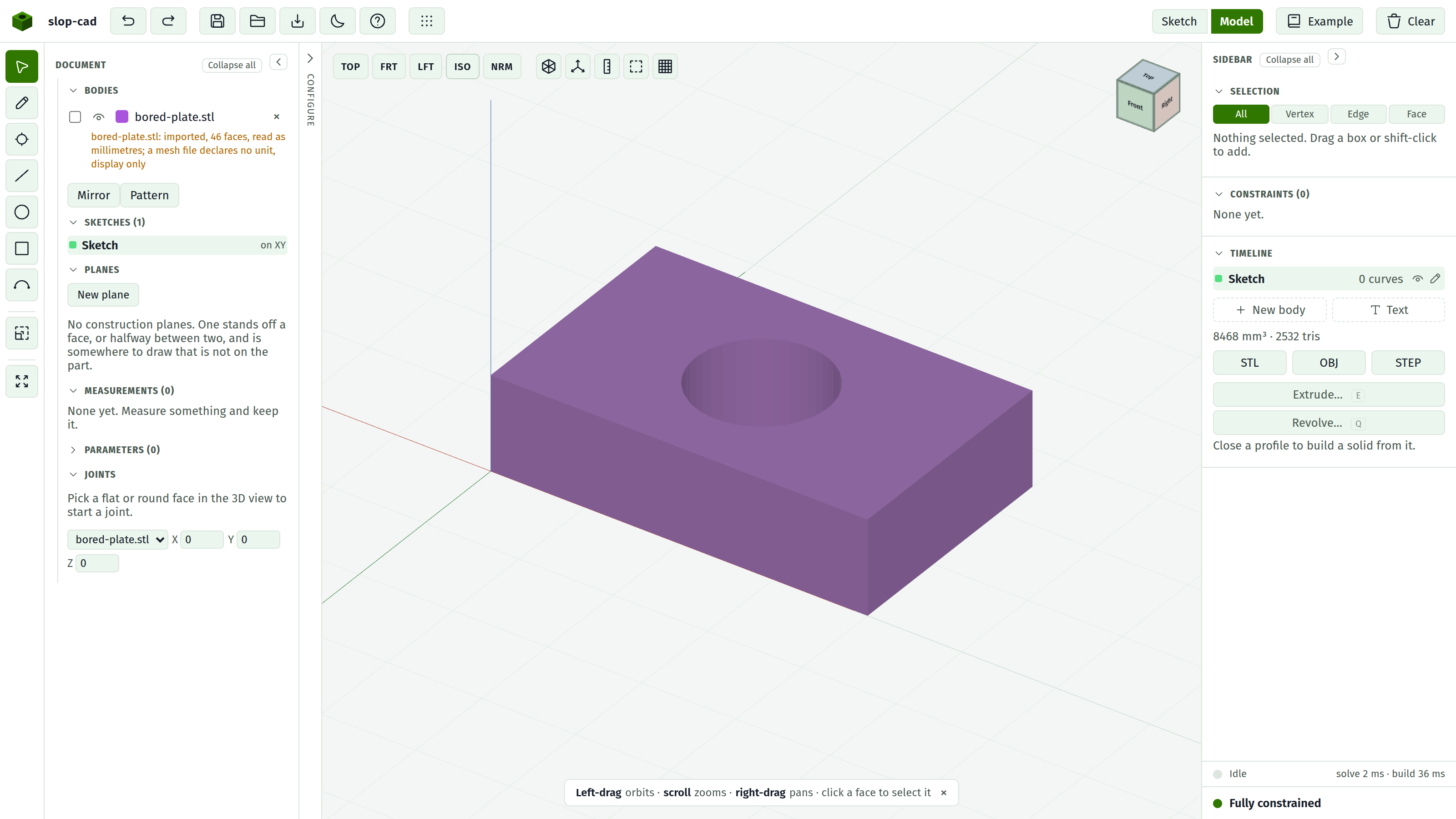 A mesh standing in the model