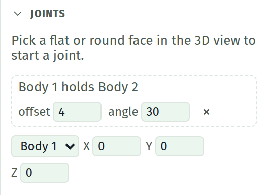 Two bodies held by a joint