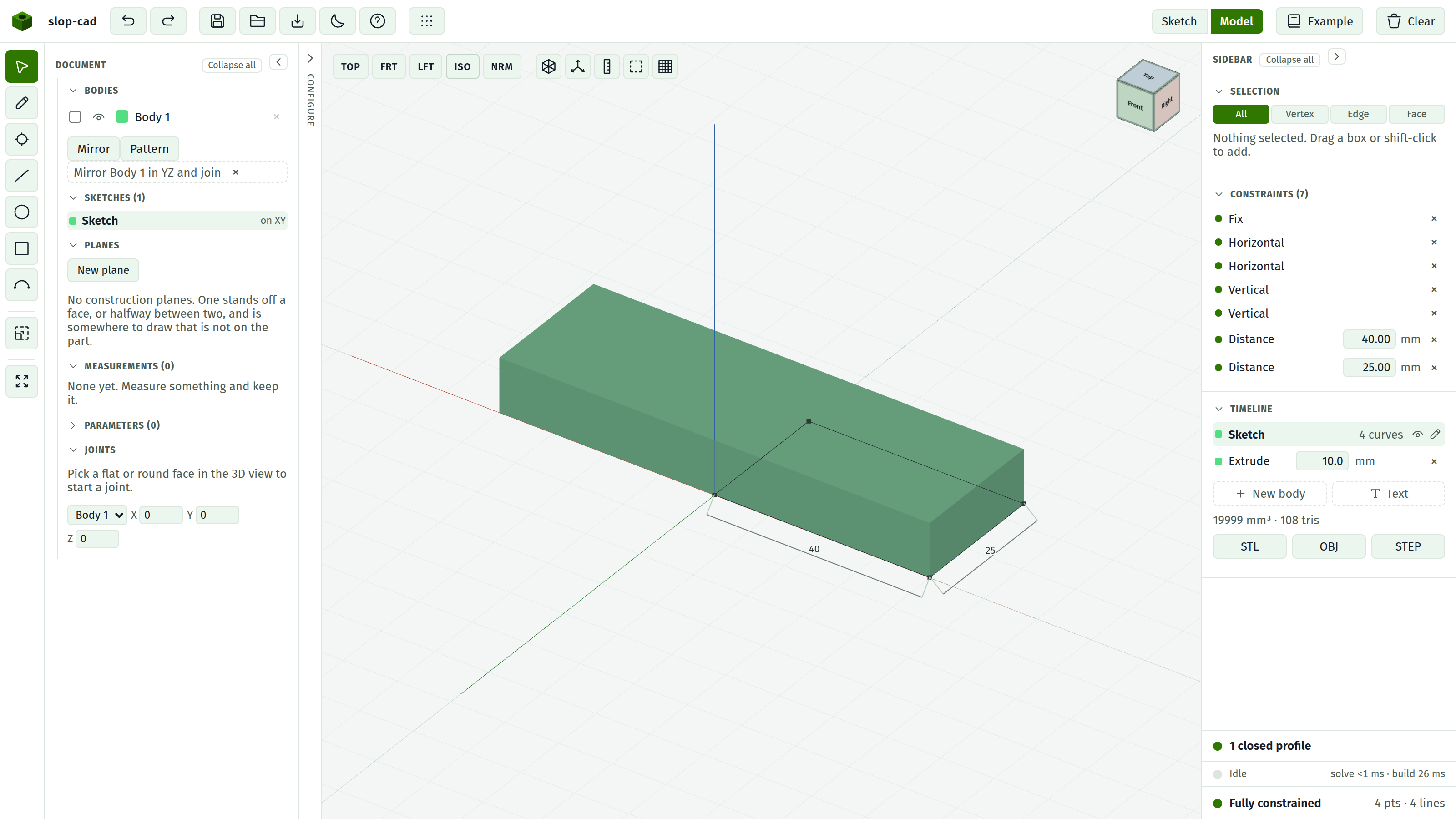 One part, made symmetric