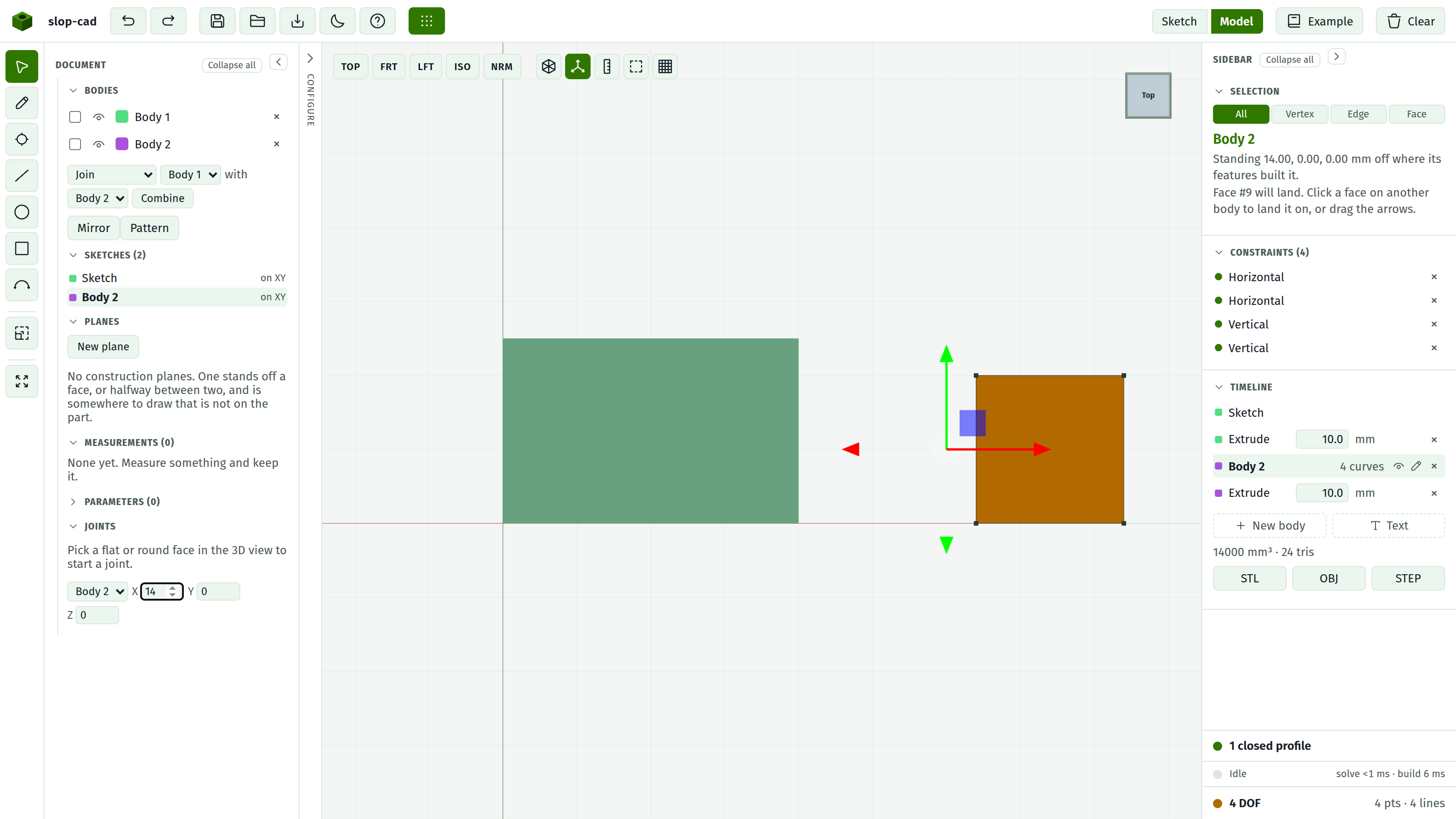 The move arrows on a body