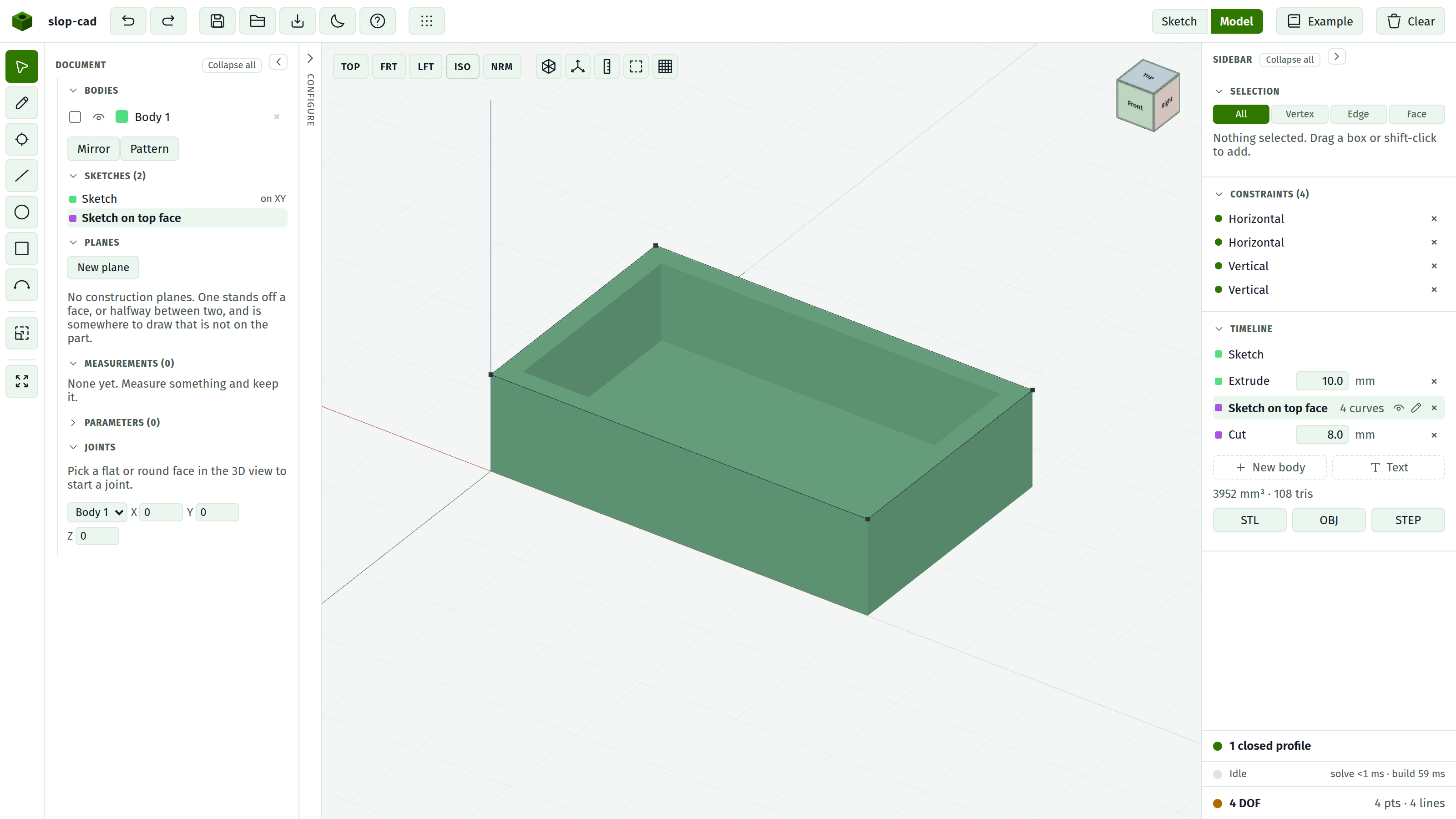 A box hollowed out