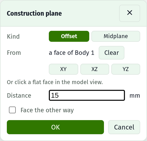 The construction-plane dialog