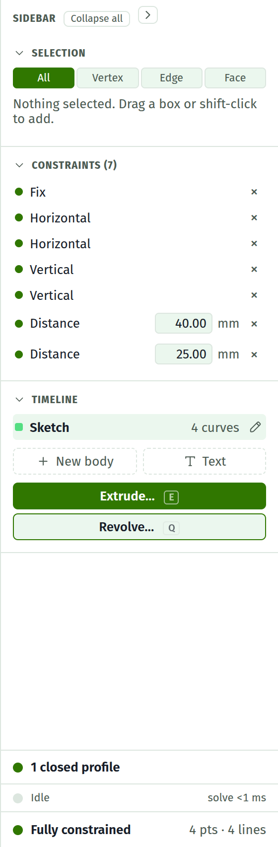 The sidebar with its sections open